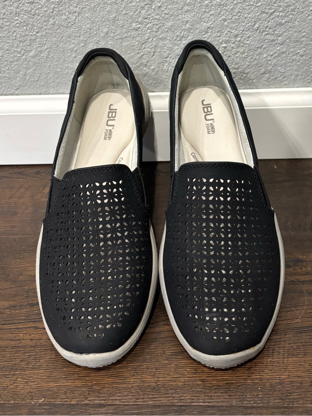JBU Black Perforated Slip-On Flats